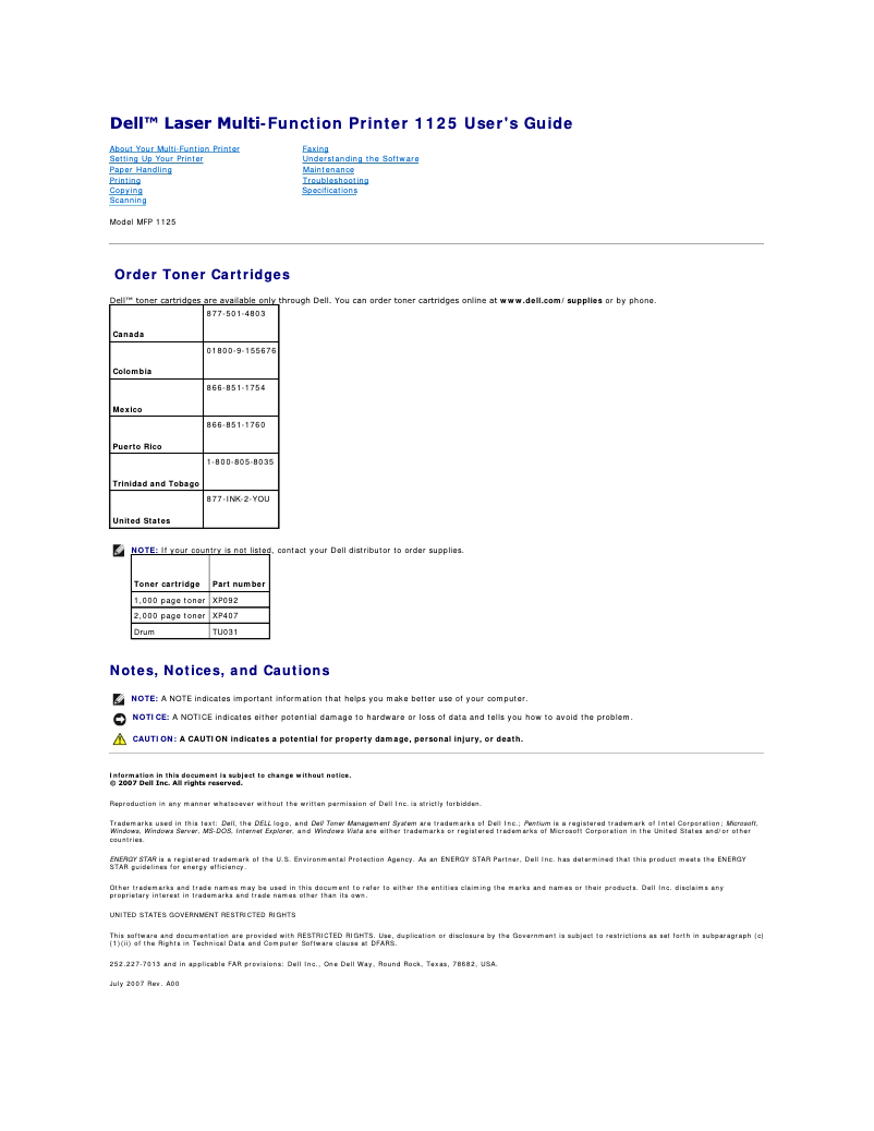Image de la première page du manuel de l'appareil 1125