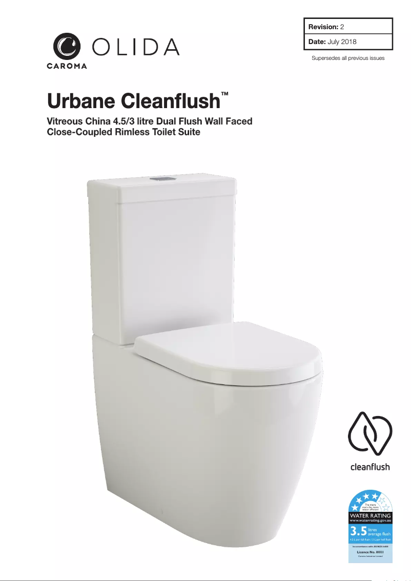 Page n°1 - Manuel utilisateur Caroma Urbane Cleanﬂush