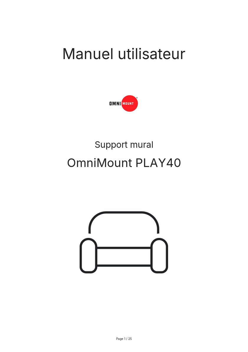 Page n°1 - Manuel utilisateur OmniMount PLAY40