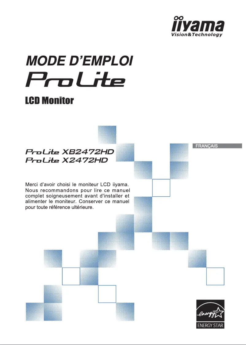 Page 1 de la notice Manuel utilisateur Iiyama ProLite X2472HD