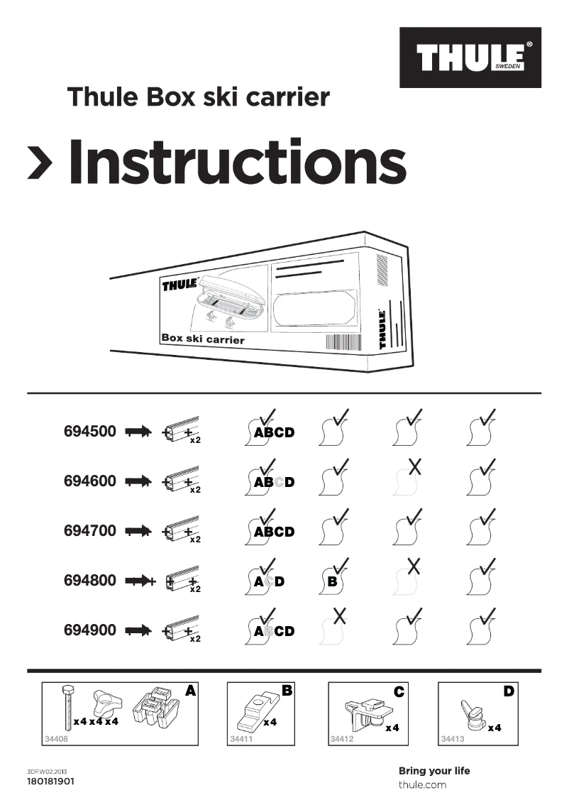 Page 1 de la notice Manuel utilisateur Thule Box ski carrier 694