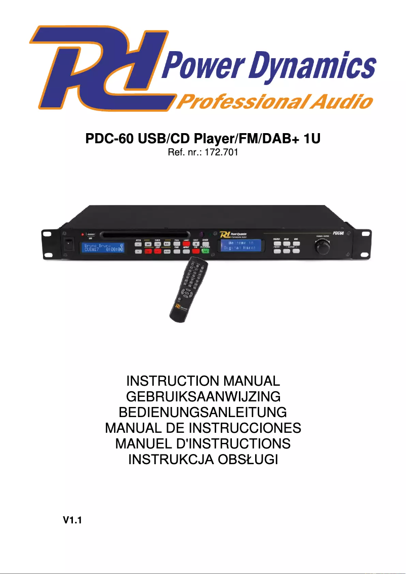 Page 1 de la notice Manuel utilisateur Power Dynamics DAB+