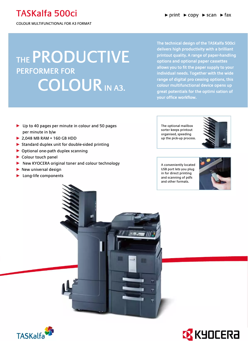 Image de la première page du manuel de l'appareil TASKalfa 500ci