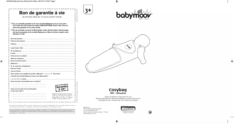 Página 1 del manual Manual de usuario Babymoov Cosybag