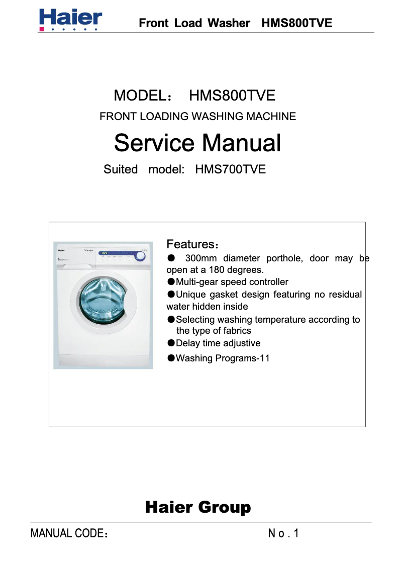 Página 1 del manual Manual de usuario Haier HMS800TVE