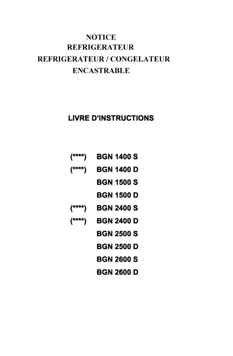 Page n°1 - Manuel utilisateur Baumatic BGN1400D