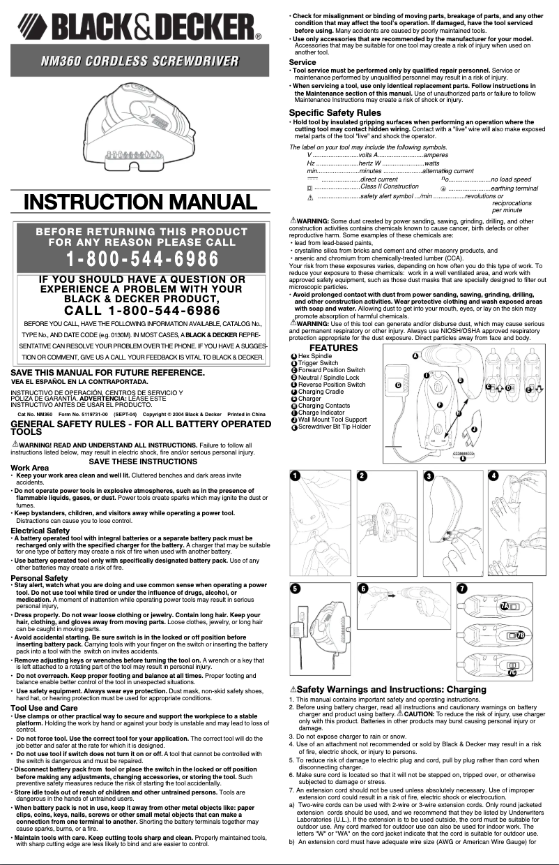 Page 1 de la notice Manuel utilisateur Black & Decker NM360