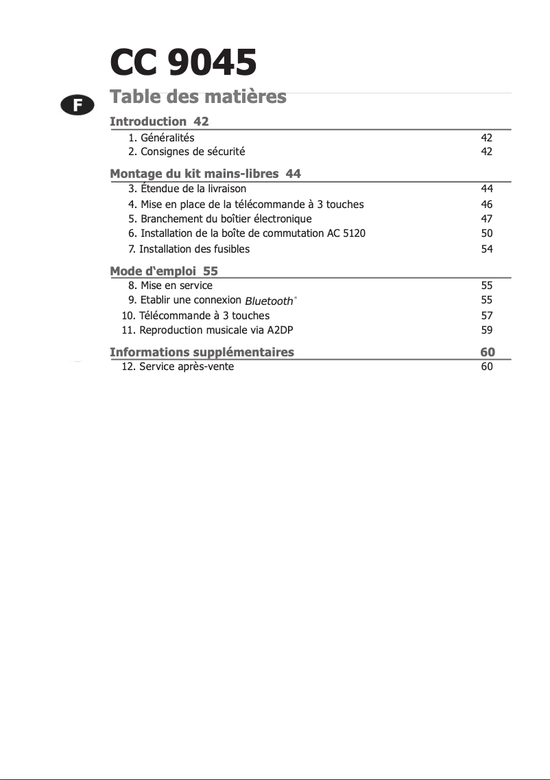 Page 1 de la notice Manuel utilisateur Bury CC 9045