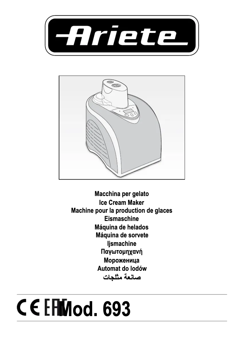 Page 1 de la notice Manuel utilisateur Ariete Gran Gelato 693