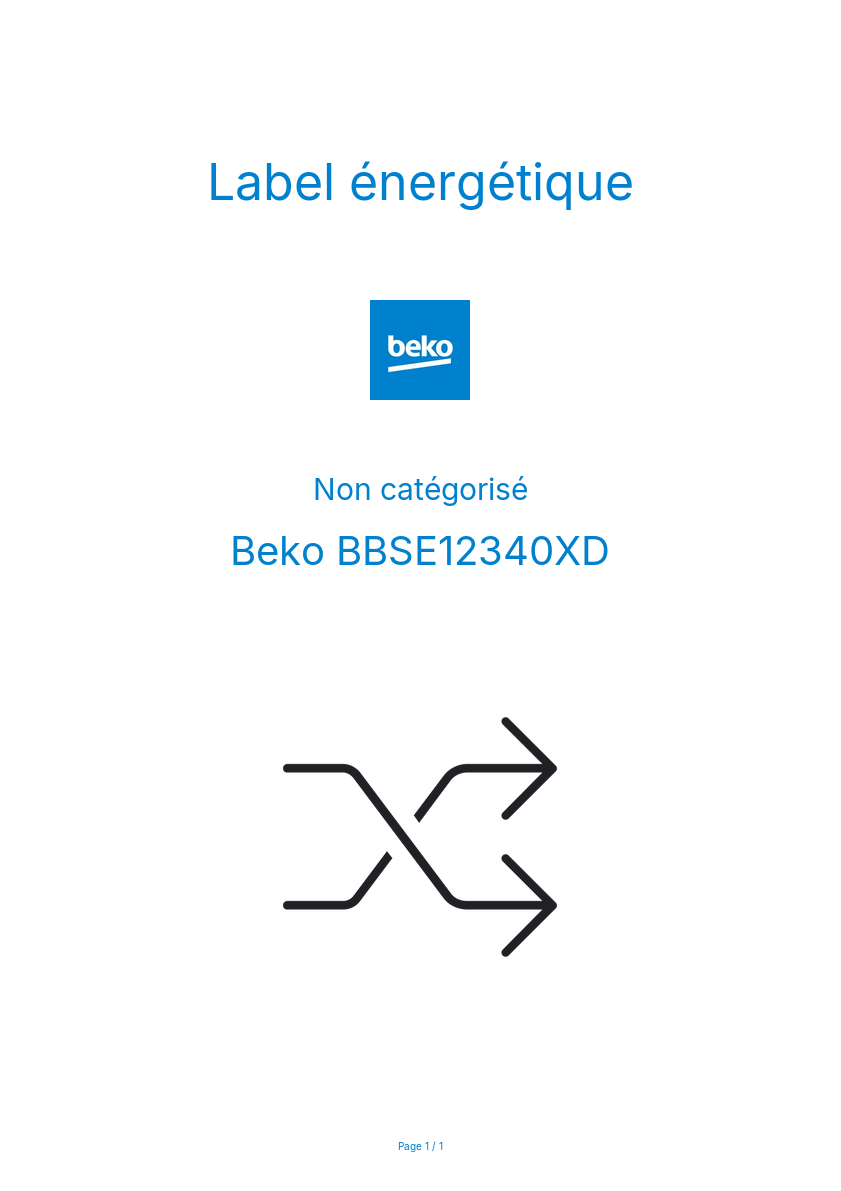 Page n°1 - Label énergétique Beko BBSE12340XD