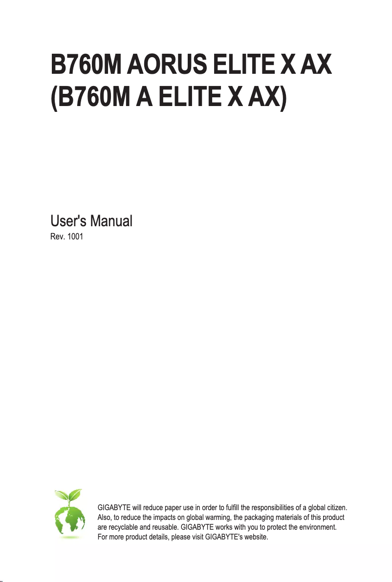 Página 1 del manual Manual de usuario Gigabyte B760M AORUS ELITE X AX