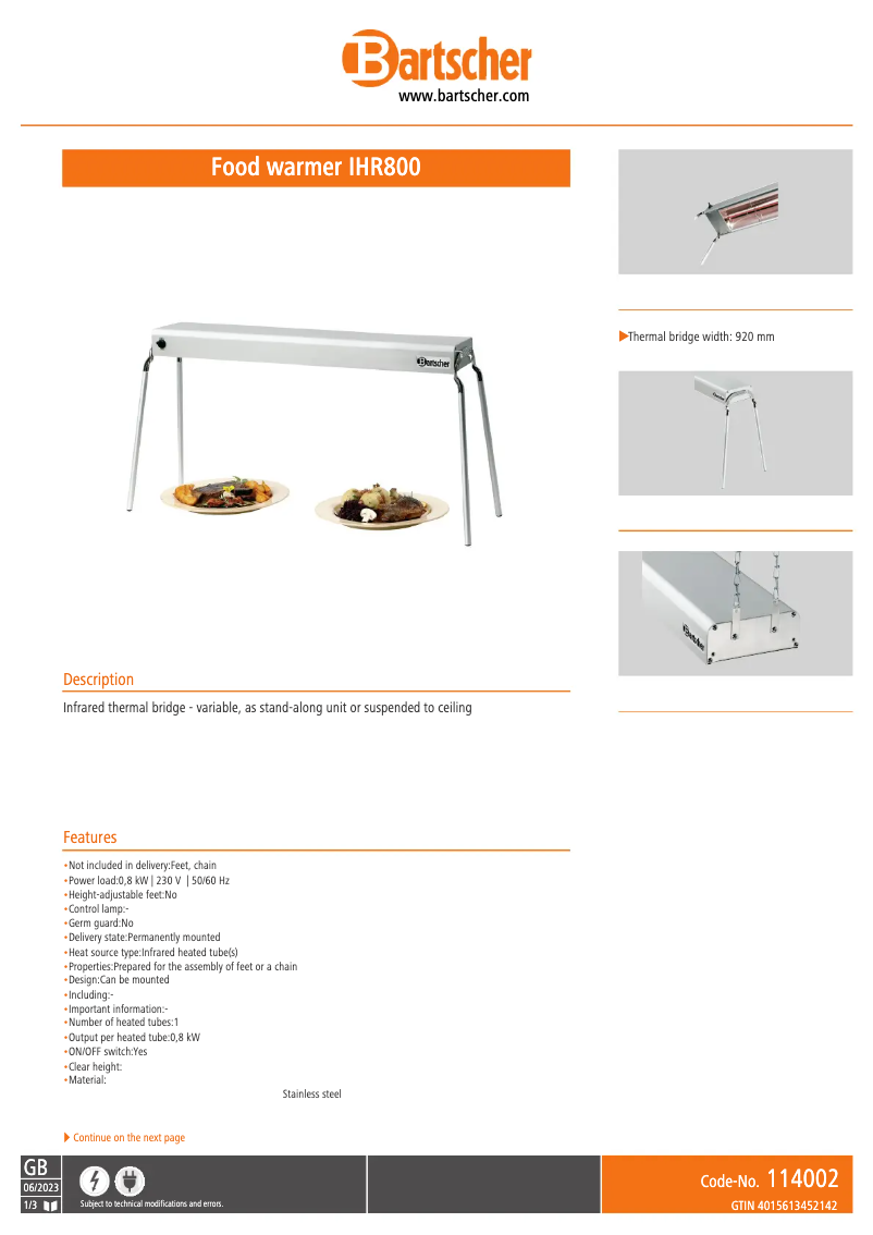 Image de la première page du manuel de l'appareil IHR800