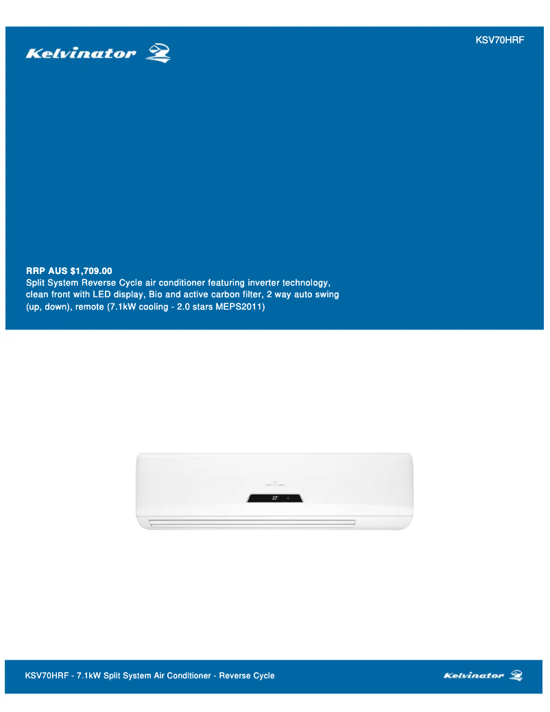 Image de la première page du manuel de l'appareil KSV70HRF