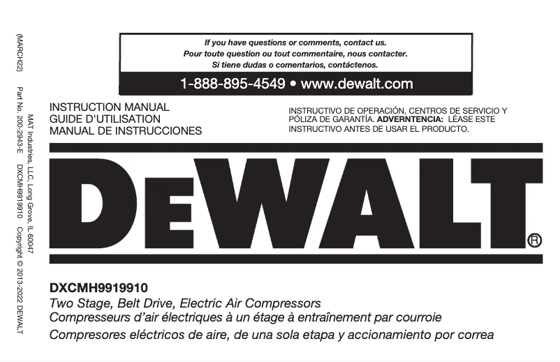 Image de la première page du manuel de l'appareil DXCMH9919910