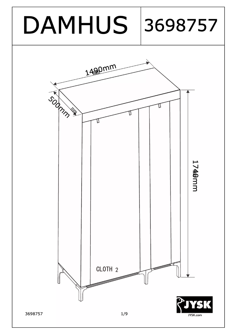 Página 1 del manual Manual de usuario JYSK Damhus (149x174x50)