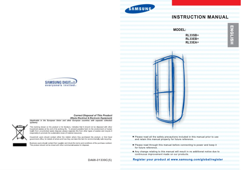 Page n°1 - Manuel utilisateur Samsung RL33SBNS