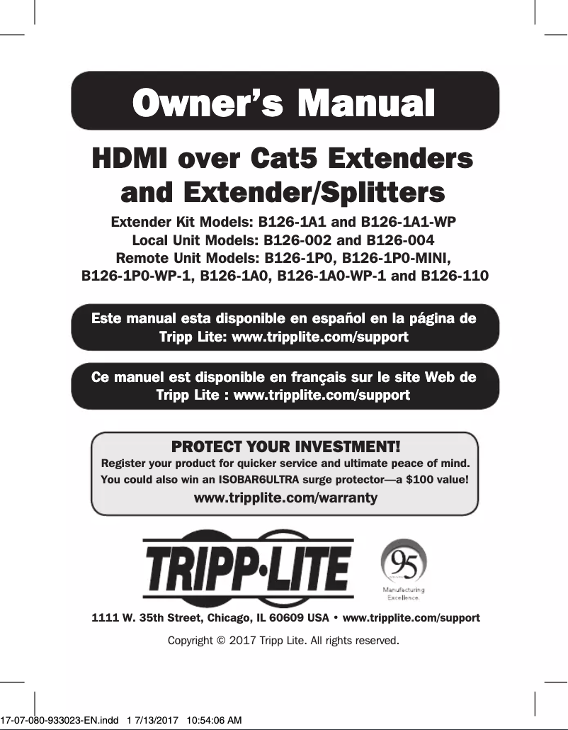 Page n°1 - Manuel utilisateur Tripp Lite B126-1A0-WP-1