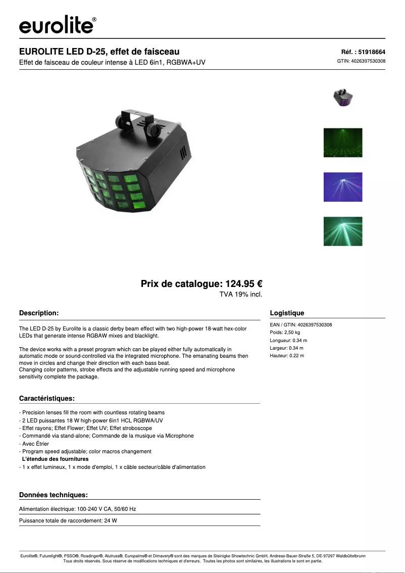 Image de la première page du manuel de l'appareil LED D-25