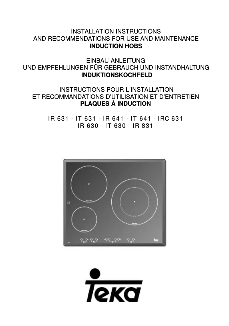 Page n°1 - Manuel utilisateur Teka IRC 631