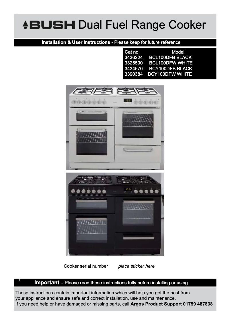 Page 1 de la notice Manuel utilisateur Bush BCL100DFB