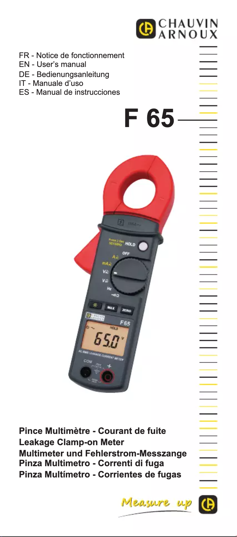 Page 1 de la notice Manuel utilisateur Chauvin Arnoux F65