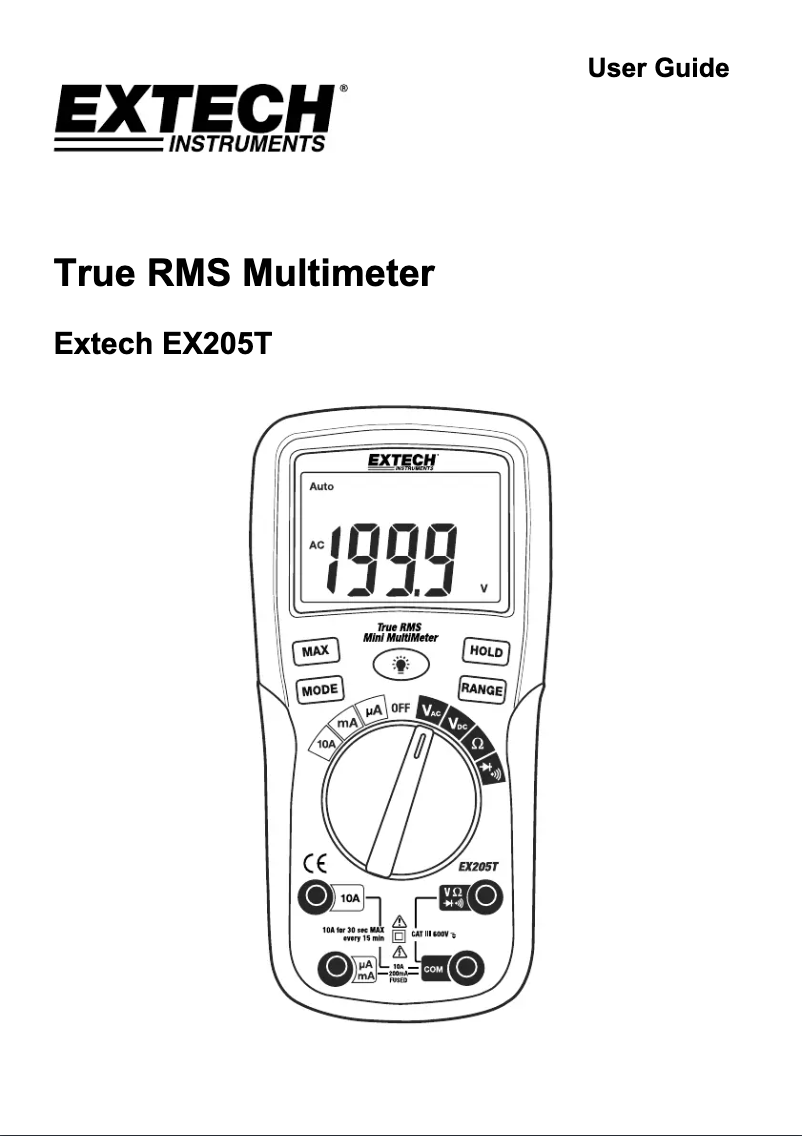 Page n°1 - Manuel utilisateur Extech EX205T