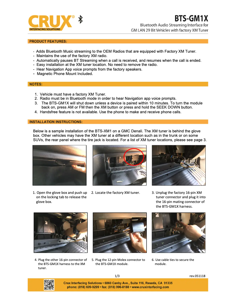 Página 1 del manual Manual de usuario CRUX BTS-GM1X