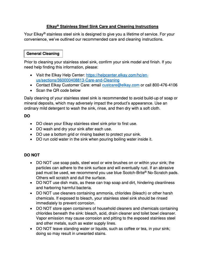 Page 1 of the manual User Manual Elkay Lustertone DLR2219103