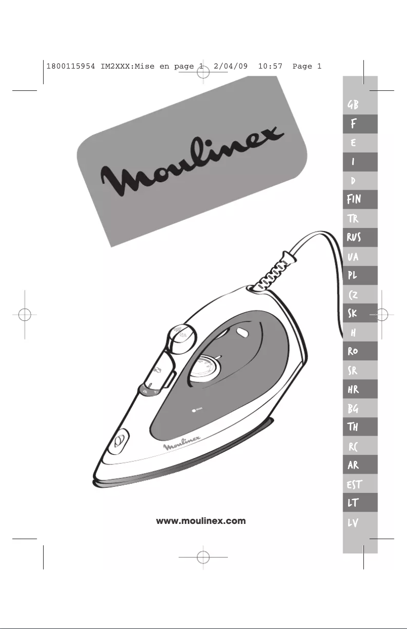 Page 1 de la notice Manuel utilisateur Moulinex Principio IM2045