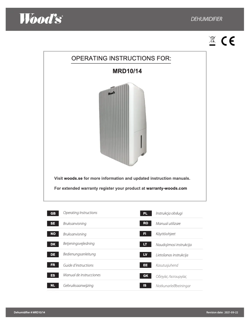 Page 1 de la notice Manuel utilisateur Wood's MRD14G