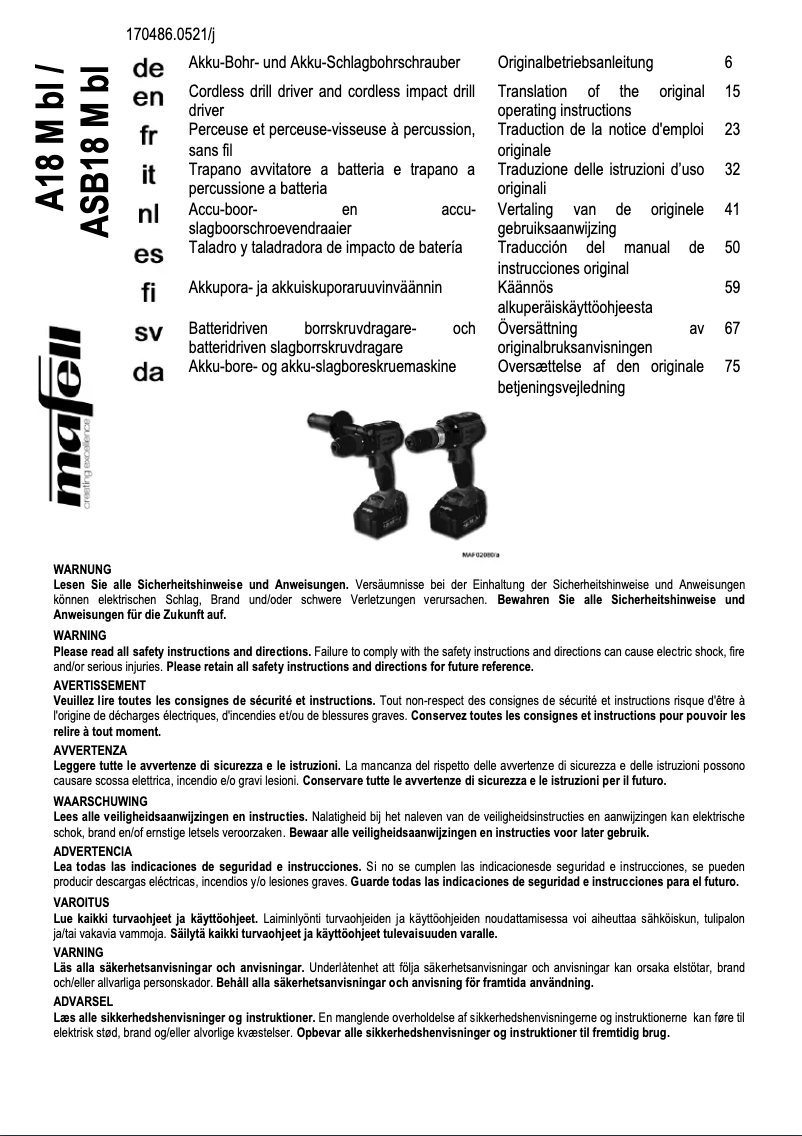 Image de la première page du manuel de l'appareil ASB 18 M bl