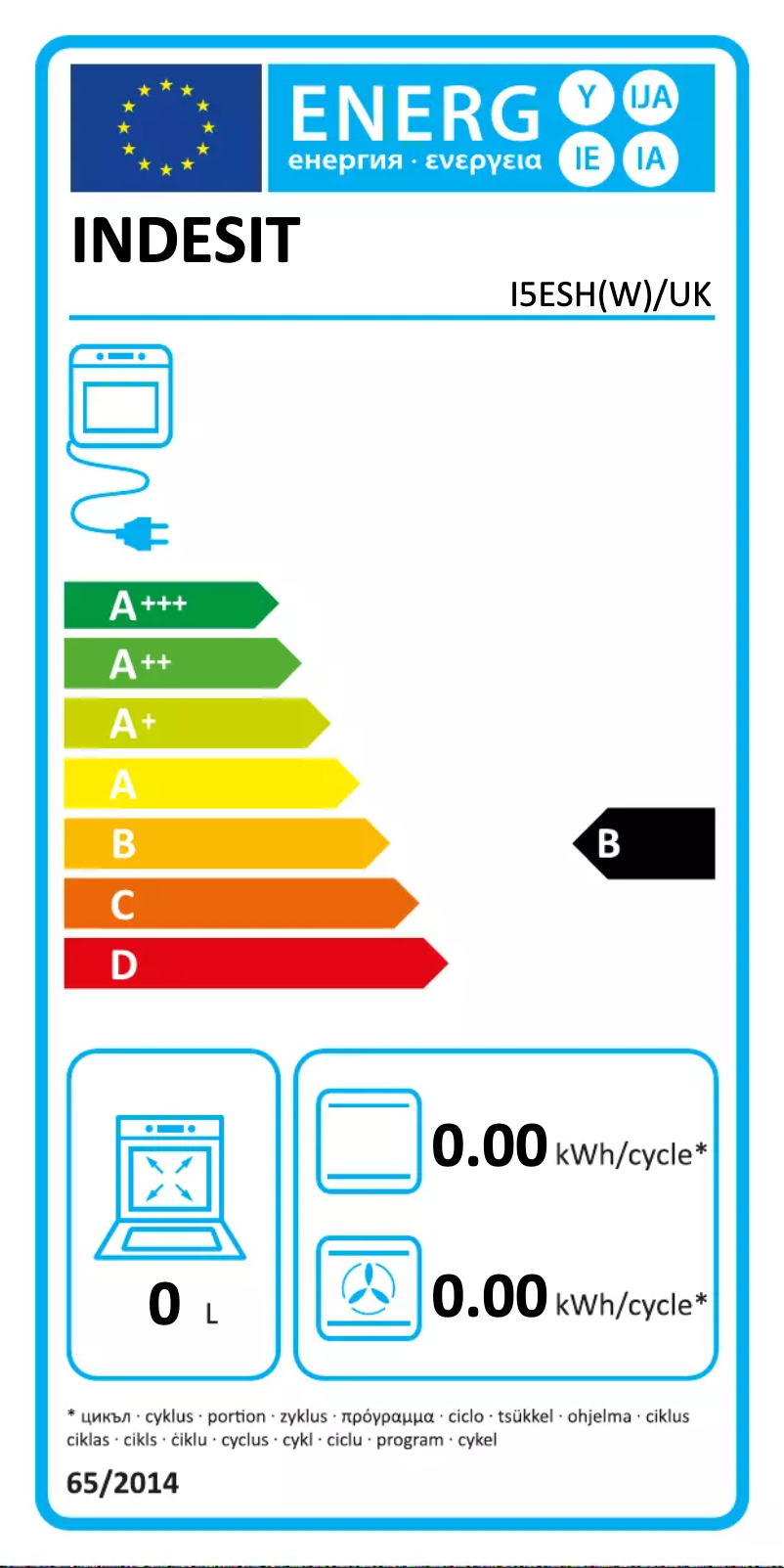 Page 1 de la notice Label énergétique Indesit I5ESHWUK