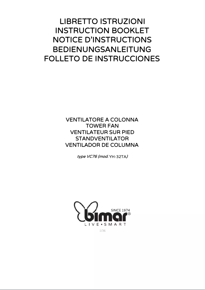 Page n°1 - Manuel utilisateur Bimar VC76