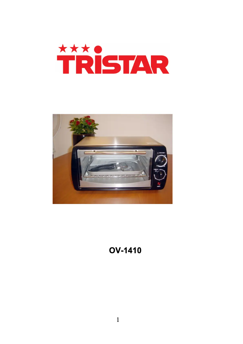 Page n°1 - Manuel utilisateur TriStar OV-1410