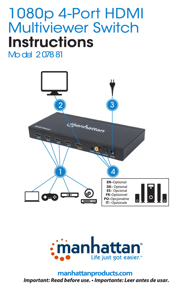 Page n°1 - Manuel utilisateur Manhattan 207881