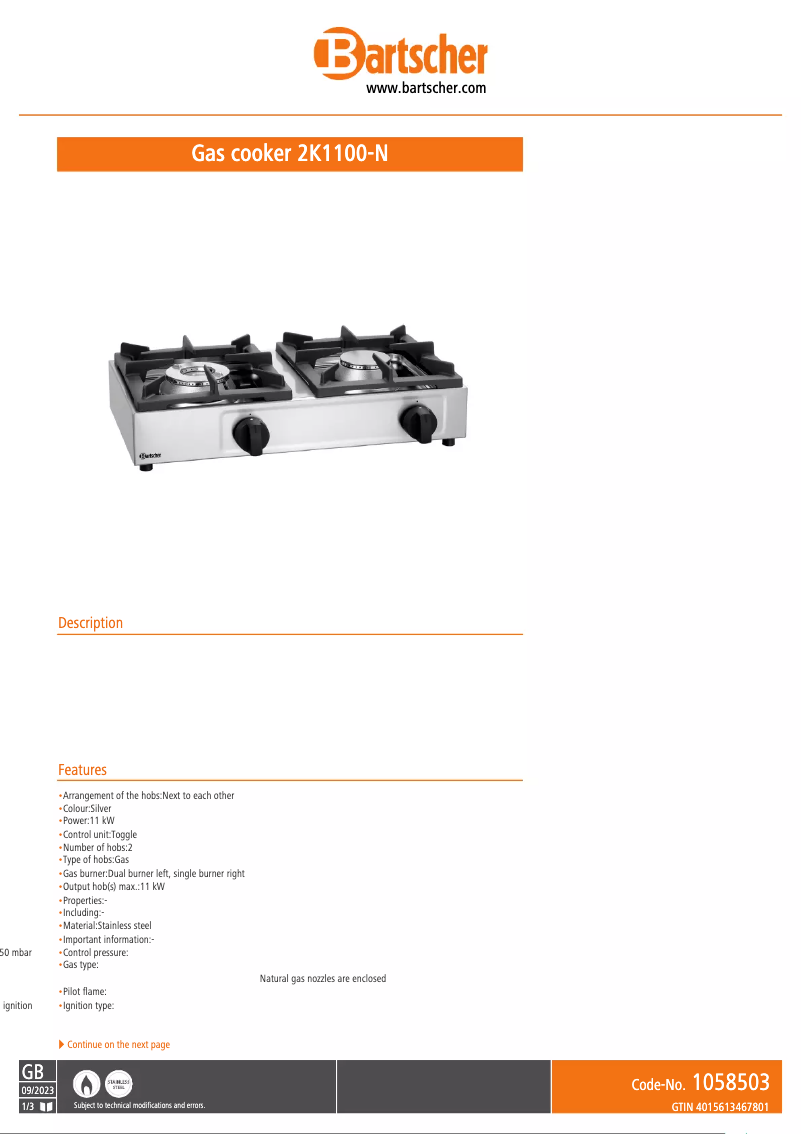 Image de la première page du manuel de l'appareil 2K1100-N