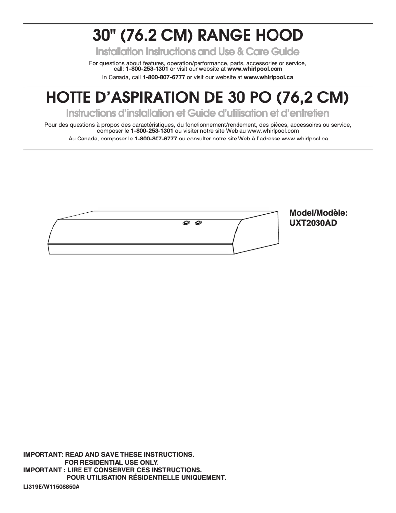 Page n°1 - Manuel utilisateur Amana UXT2030ADW