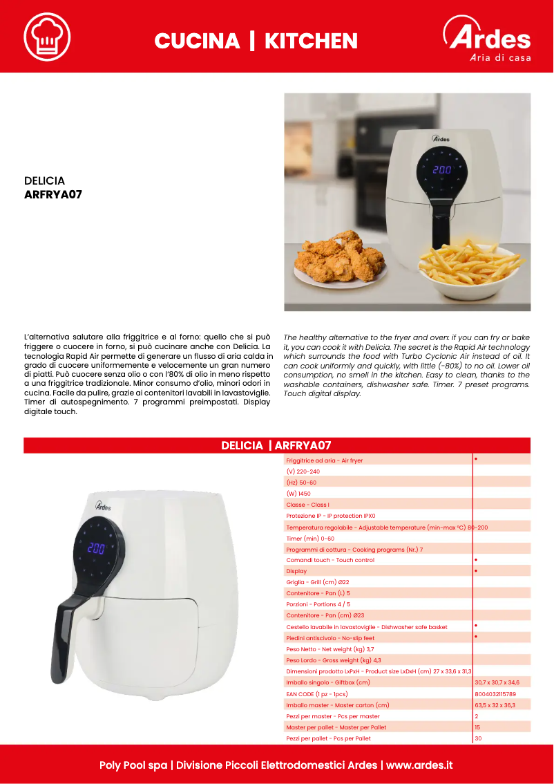 Image de la première page du manuel de l'appareil Delicia ARFRYA07