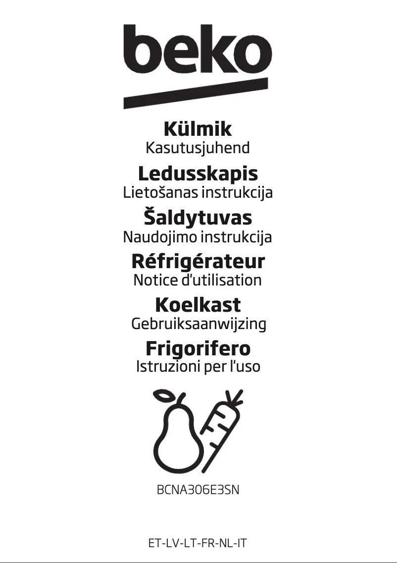 Page 1 de la notice Manuel utilisateur Beko BCNA306E3SN