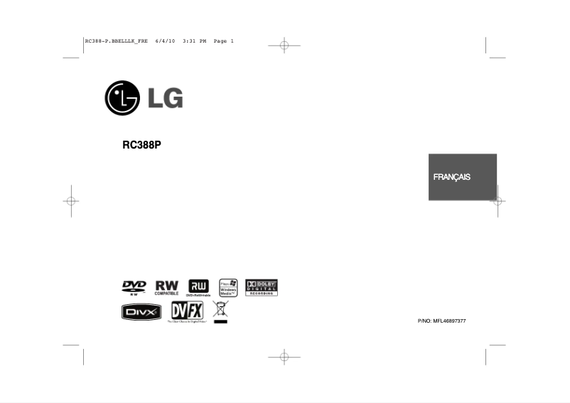Image de la première page du manuel de l'appareil RC388P