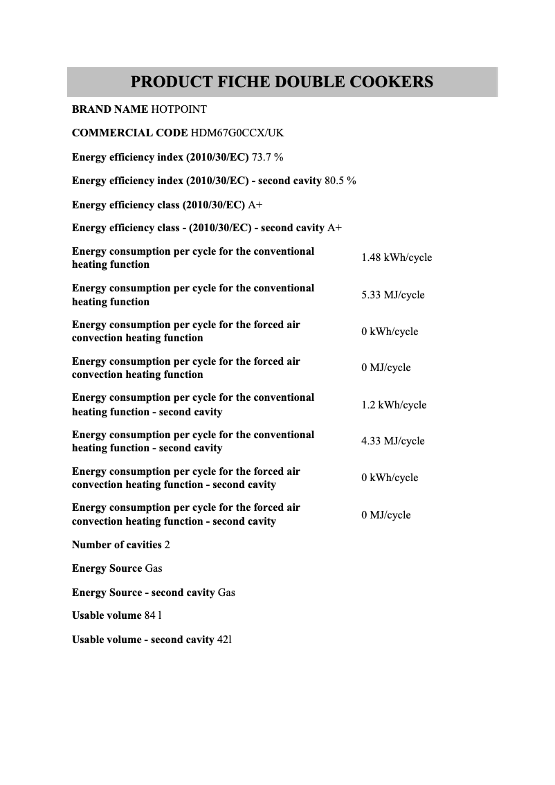 First page image of the manual for HDM67G0CCX/UK