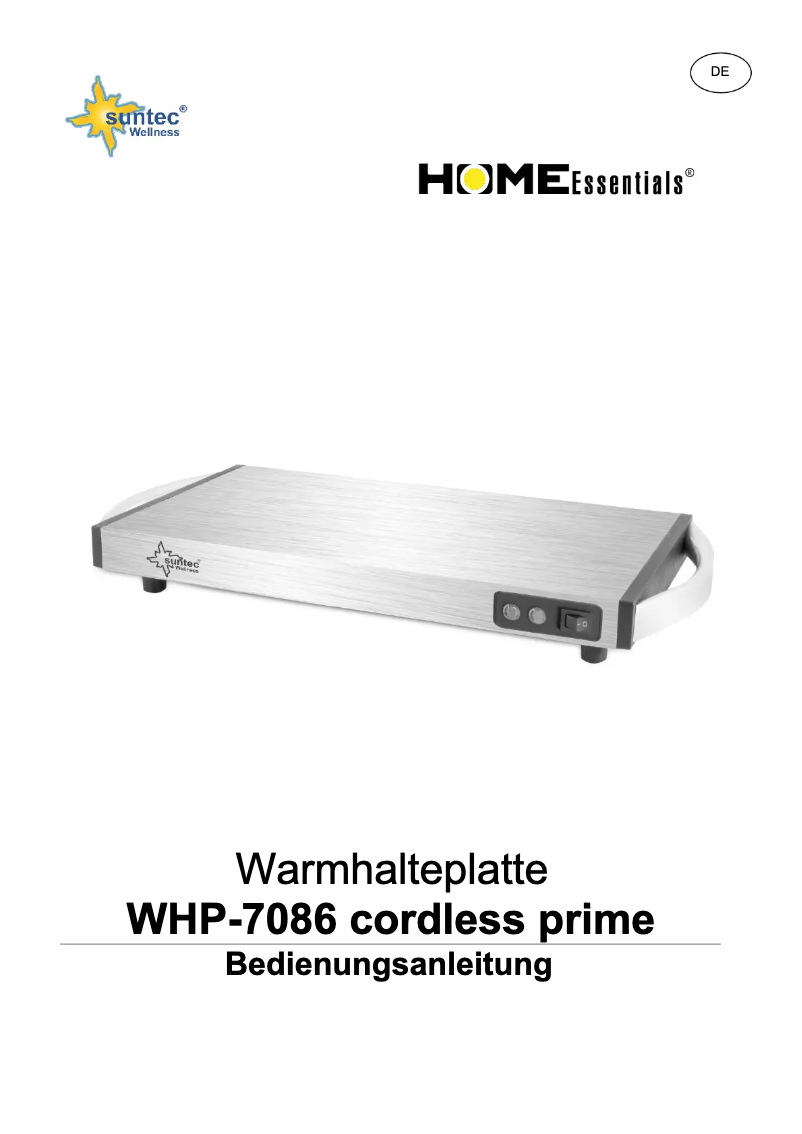 Página 1 del manual Manual de usuario Suntec Warmhalteplatte WHP-7086 cordless