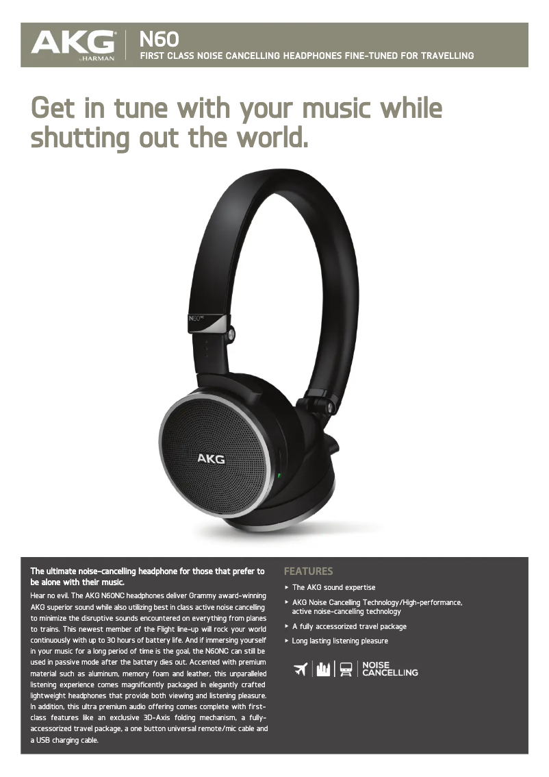 Page 1 de la notice Fiche technique AKG N60 NC