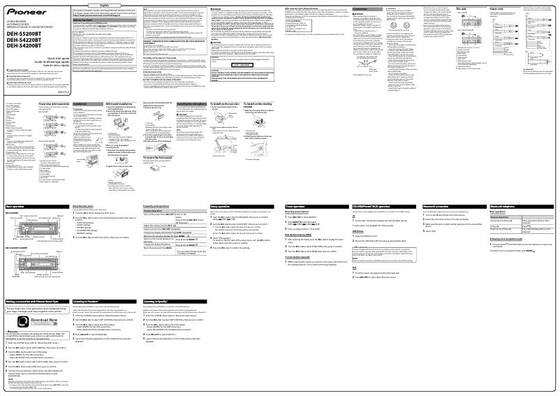 Image de la première page du manuel de l'appareil DEH-S5200BT
