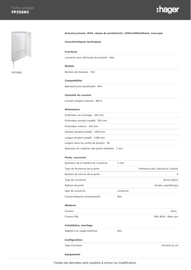 Image de la première page du manuel de l'appareil FP25SN2