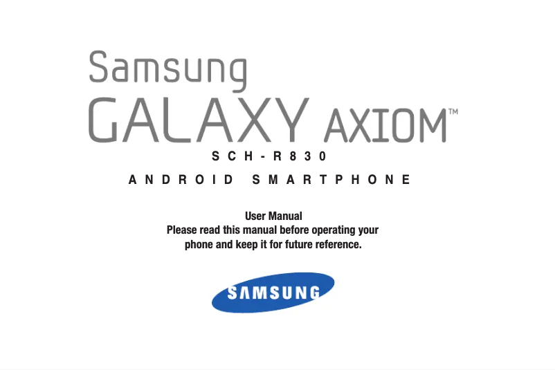 Image de la première page du manuel de l'appareil Galaxy Axiom SCH-R830