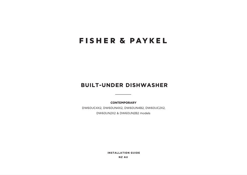 Page 1 de la notice Guide d'installation Fisher & Paykel DW60UN4X2