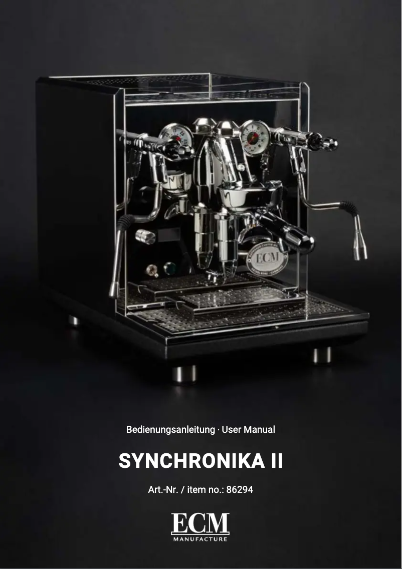 Page n°1 - Manuel utilisateur ECM Synchronika II