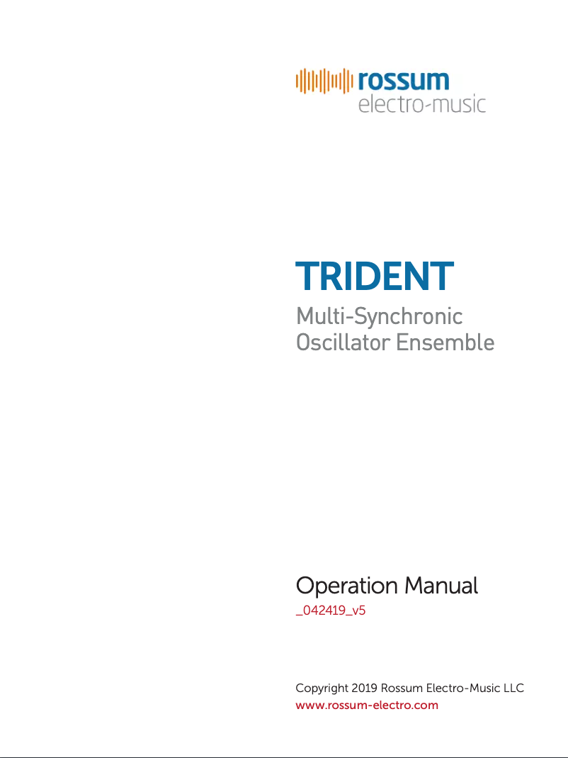 Page 1 de la notice Manuel utilisateur Rossum Electro-Music Trident