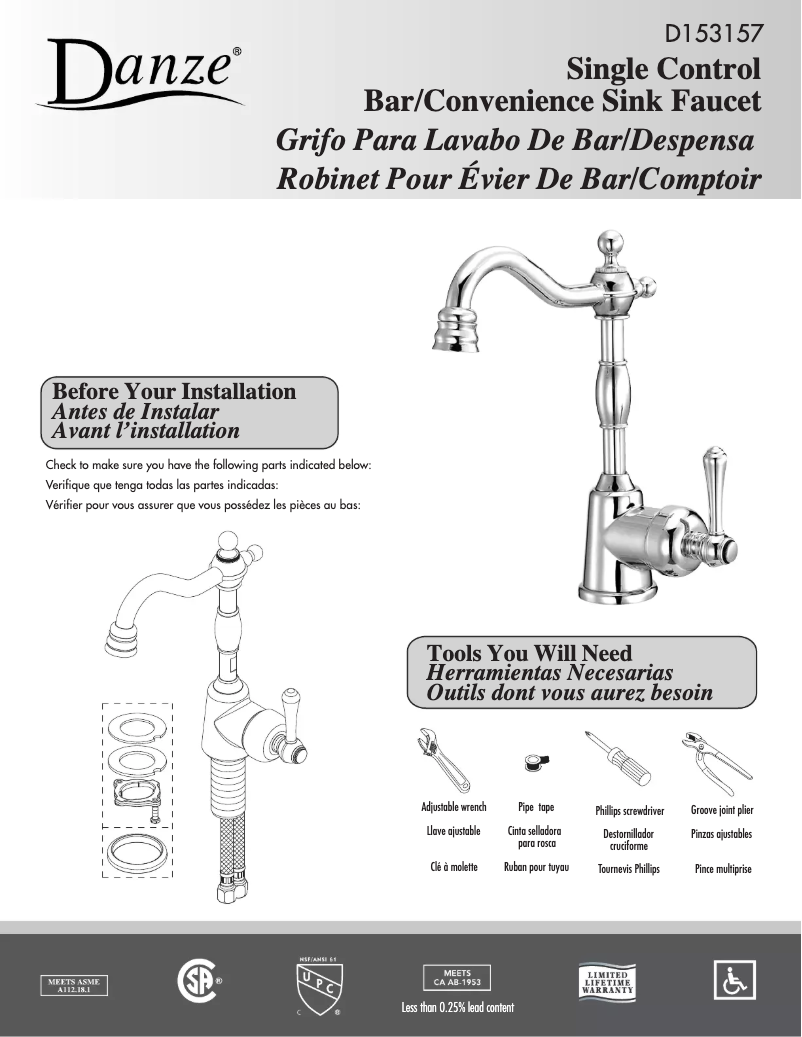 Page n°1 - Manuel utilisateur Danze D151557